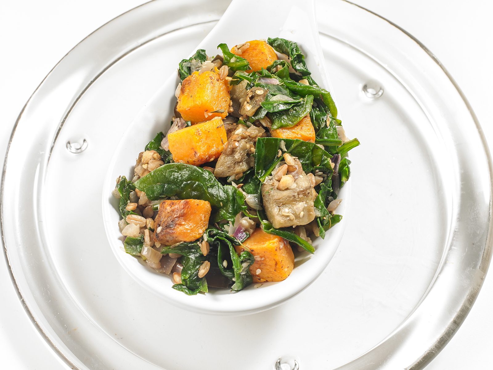 zaatar-eggplant-spinach-farro-healthy-side dish order-zaatar-eggplant-spinach-farro-healthy-side dish